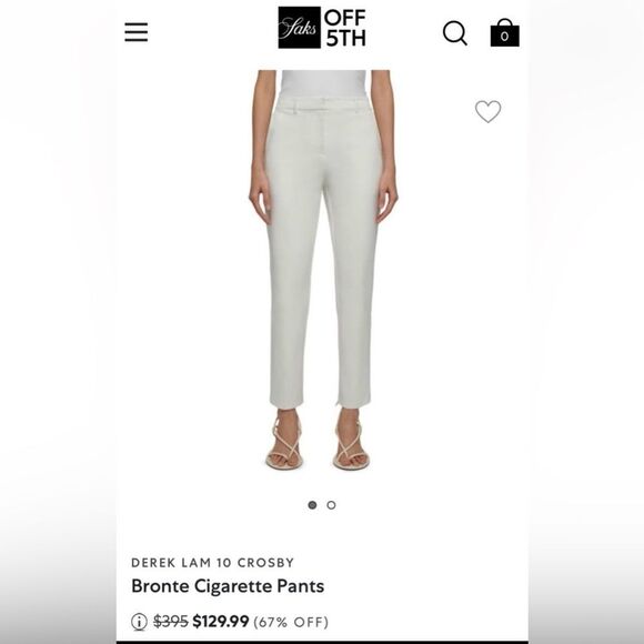 BNWT Derek Lam 10 Crosby Bronte Cigarette Pants size 10. MSRP $395